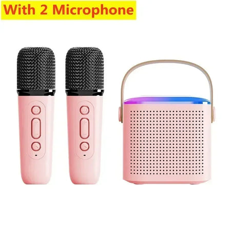 Y1 Bluetooth 5.3 Karaoke Machine &ndash; Dual Microphones Pink with 2 Mic