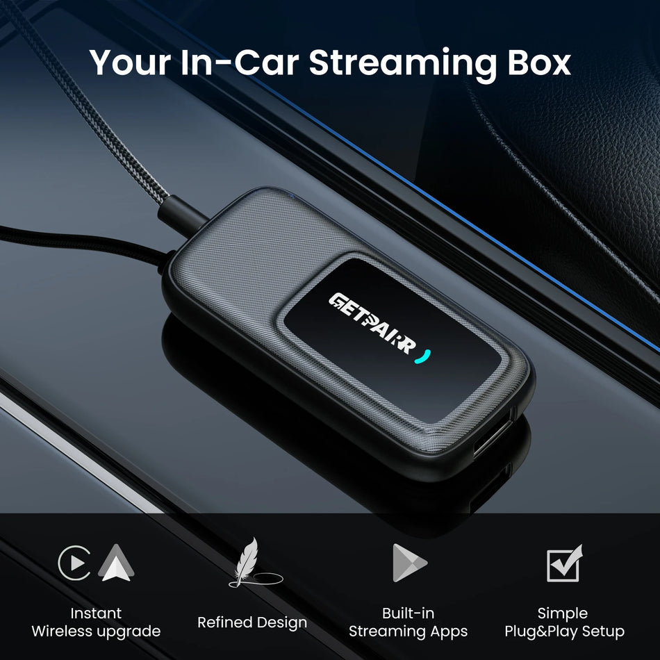 Getpairr Play2Video Ultra AI Kutusu Kablosuz CarPlay Adaptörü, YouTube Netflix IPTV