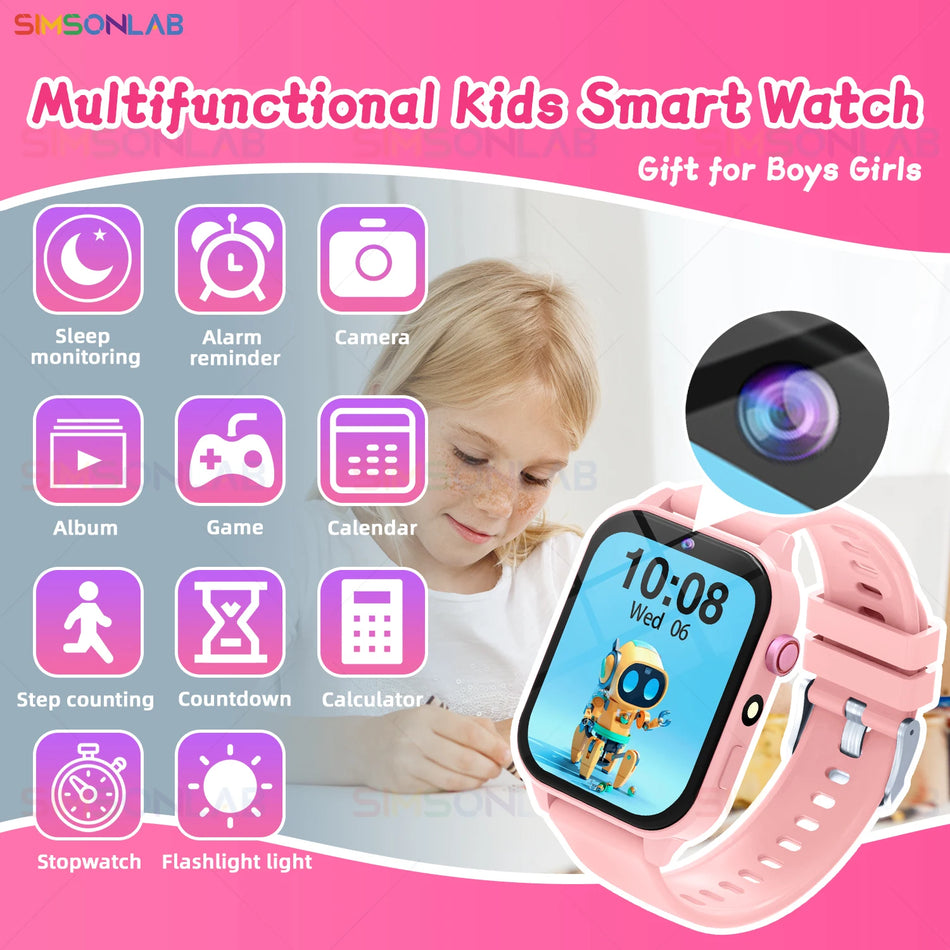Kids Smart Watch With HD Touch Screen Camera, 18 Games, Sleep Monitoring