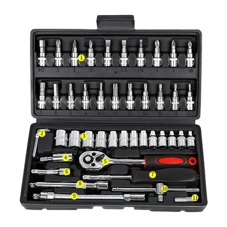 Car Repair Tool Kit 46/53 Piece Set &ndash; Durable Auto Tools 46 PCS Black