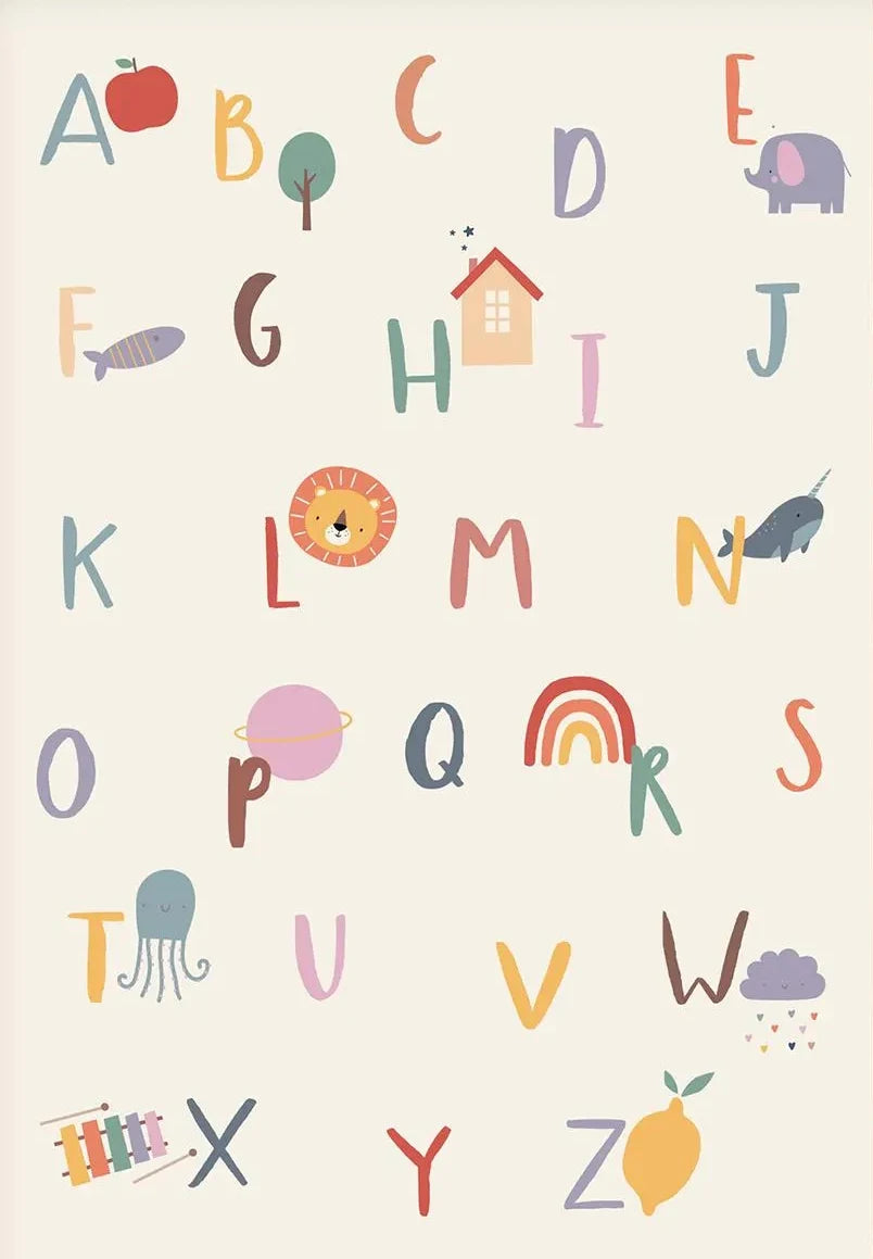 Alphabet Education Canvas Poster for Children's Room, Modern Wall Decor, Unframed 13 / 50X70cm Unframed