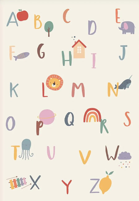 Alphabet Education Canvas Poster for Children's Room, Modern Wall Decor, Unframed 13 / 50X70cm Unframed