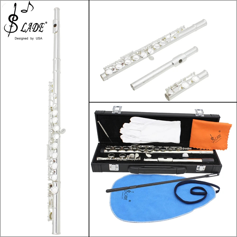 Slade 16 Holes Flute C Key Closed Silver - Silver Plated