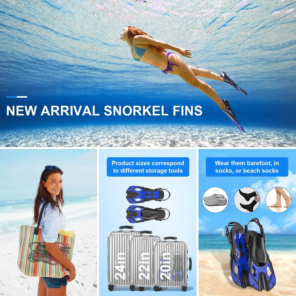 Snorkel Fins &ndash; Adjustable Open Heel Design for All Sizes