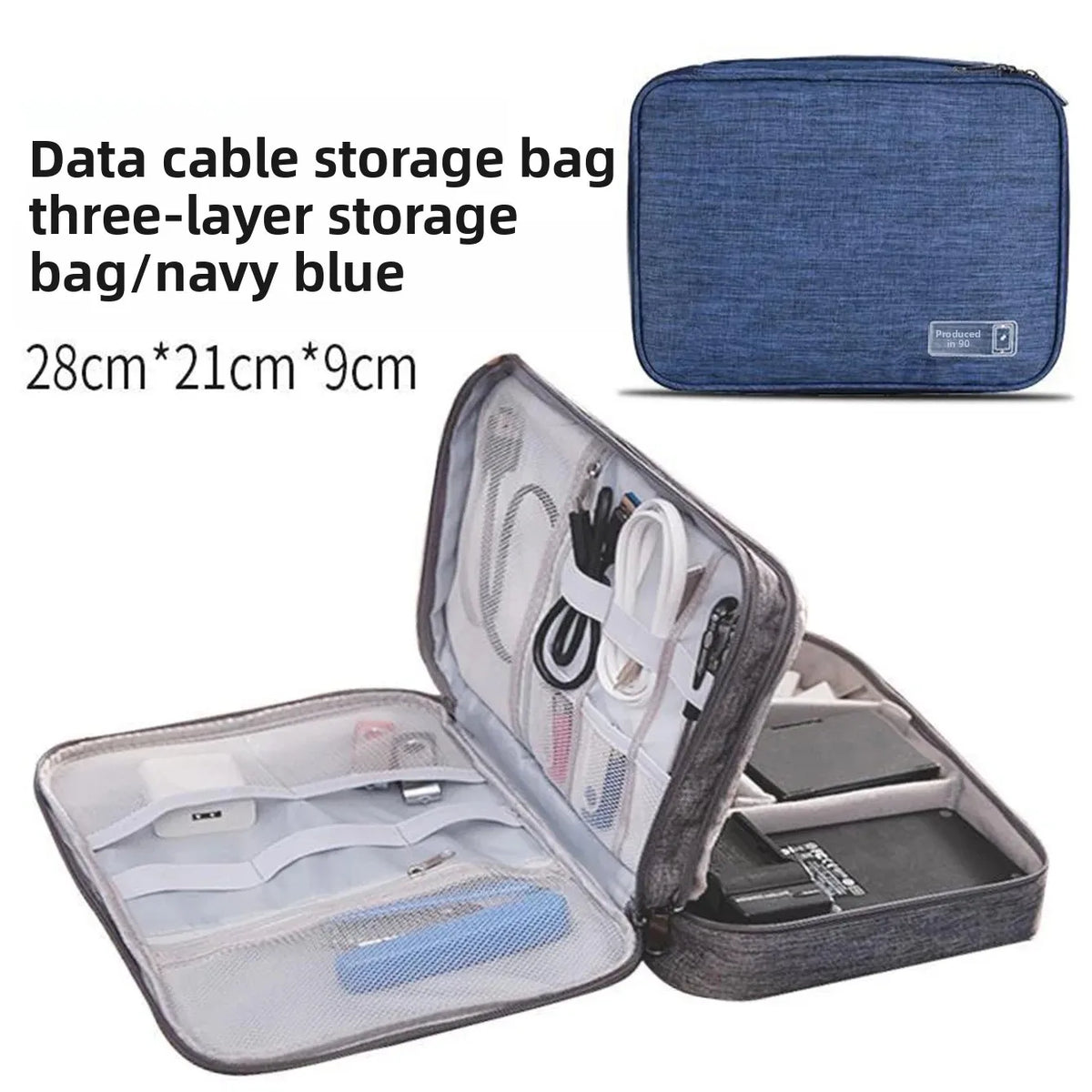 Waterproof Cable Box Organizer &ndash; Three Layer Dustproof [Navy Blue] Layer -3 data packets
