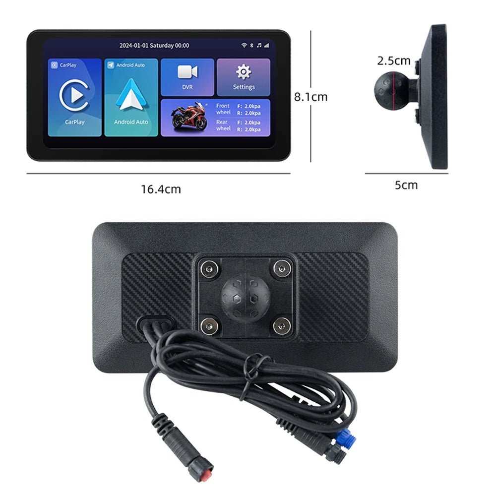 EKIY 6.3 Inch Wireless CarPlay Moto Android Auto GPS &ndash; Waterproof Portable Motorcycle Navigation Display