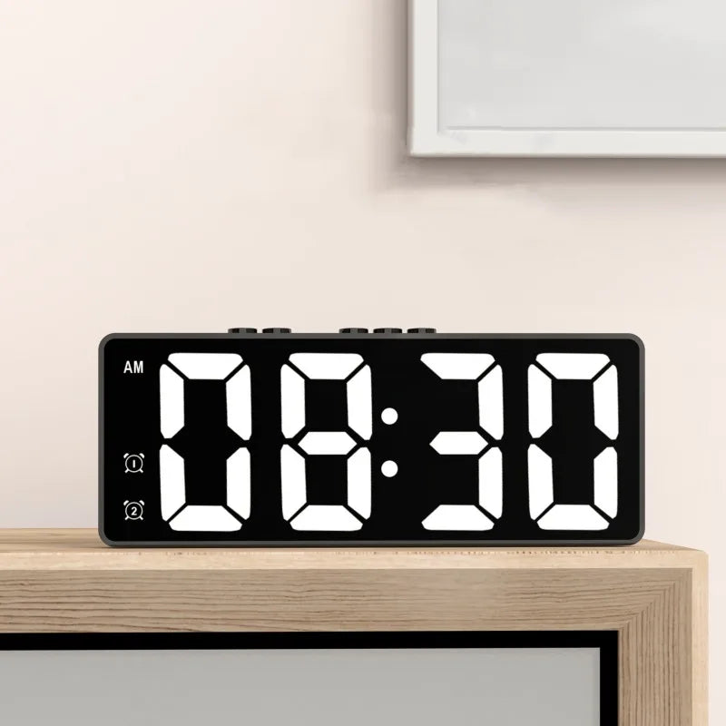 NieNie Dual Alarm LED Clock with Voice Control and Temperature Display