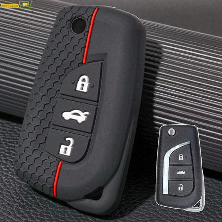 3 Button Silicone Remote Smart Car Key Chain Ring Cover Case Shell Protector For Toyota Auris Corolla Avensis Verso Yaris Aygo by InterCyprus Trading Ltd