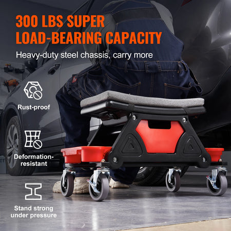 SucceBuy Rolling Mechanic Seat - Smooth Glide Wheels