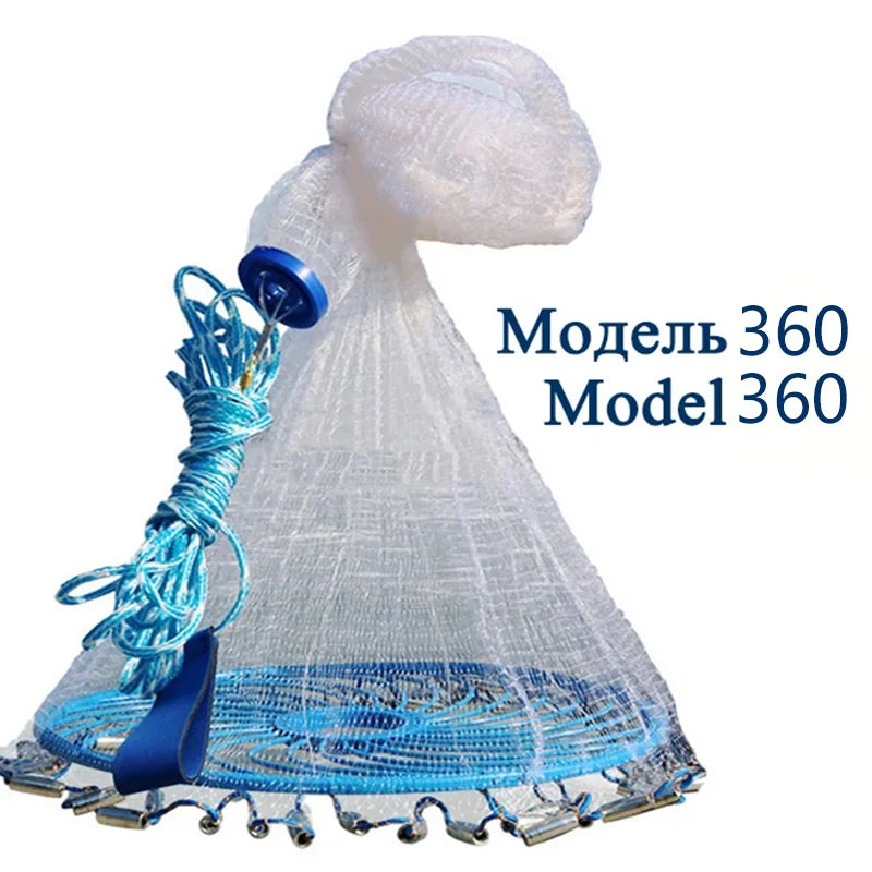 Lawaia Hand Cast Net - Durable Monofilament Nylon Fishing Net with Aluminum or Plastic Ring 360