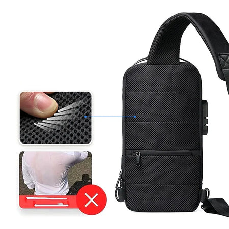 Clyine Men's Anti-Theft USB Crossbody Bag - Waterproof Oxford Travel Pack