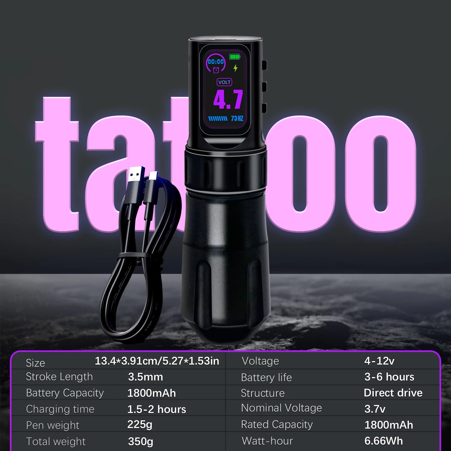 KVM Wireless Tattoo Pen Kit &ndash; Long Battery Life 1800mAh