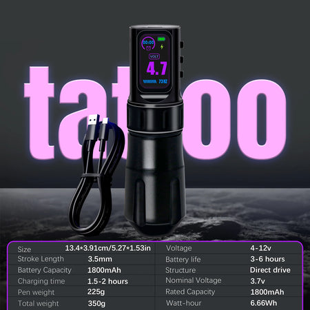 TP082 Wireless Tattoo Pen - Dual Mode Drive IPS Screen