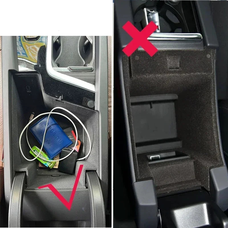 Armrest Box Storage Tray Organizer for Volvo XC60 XC90 S60 V60 V90 Black Durable ABS Plastic