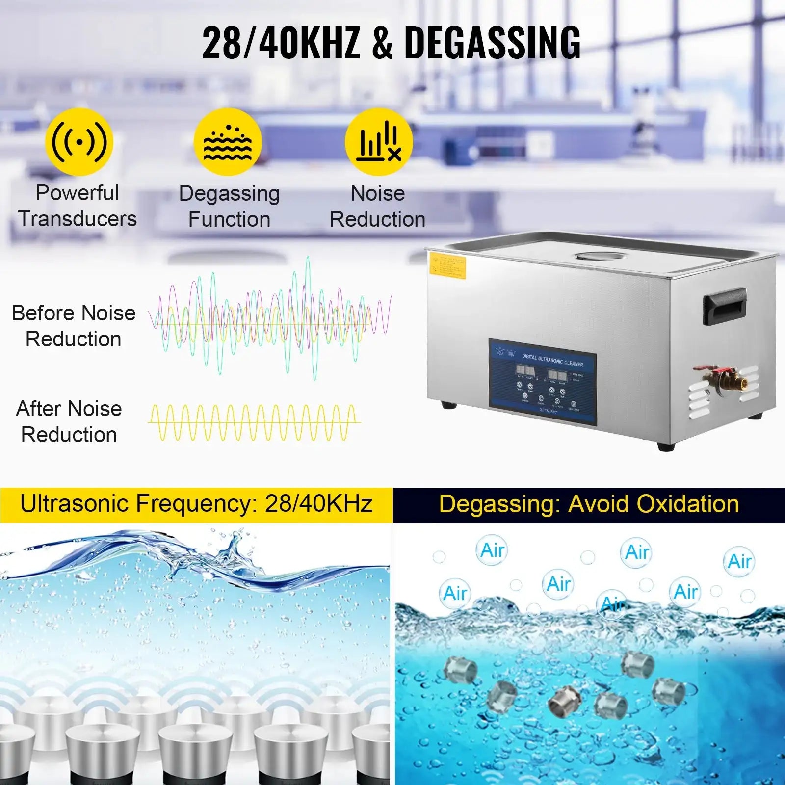 22 L Ultrasonic Cleaner Dual Frequency 28 40 KHz