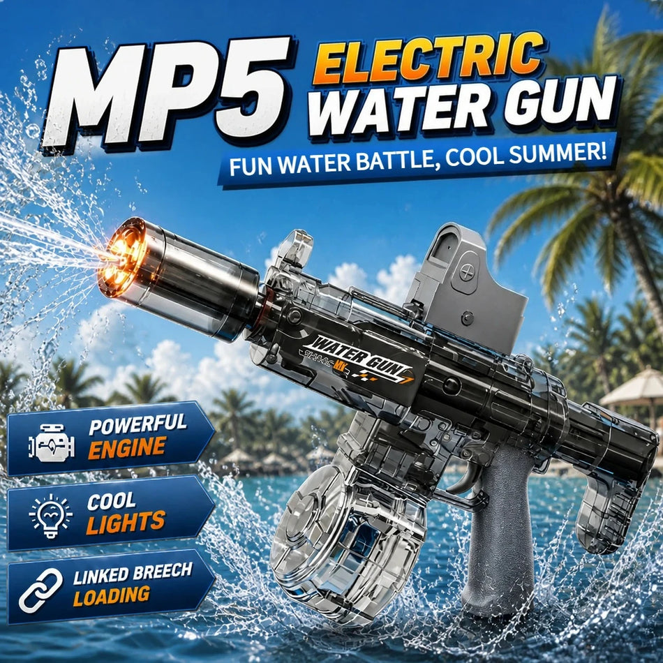M416 Електрическа Водна Пушка с Фенерче, Напълно Автоматична Високоскоростна Играчка за Деца