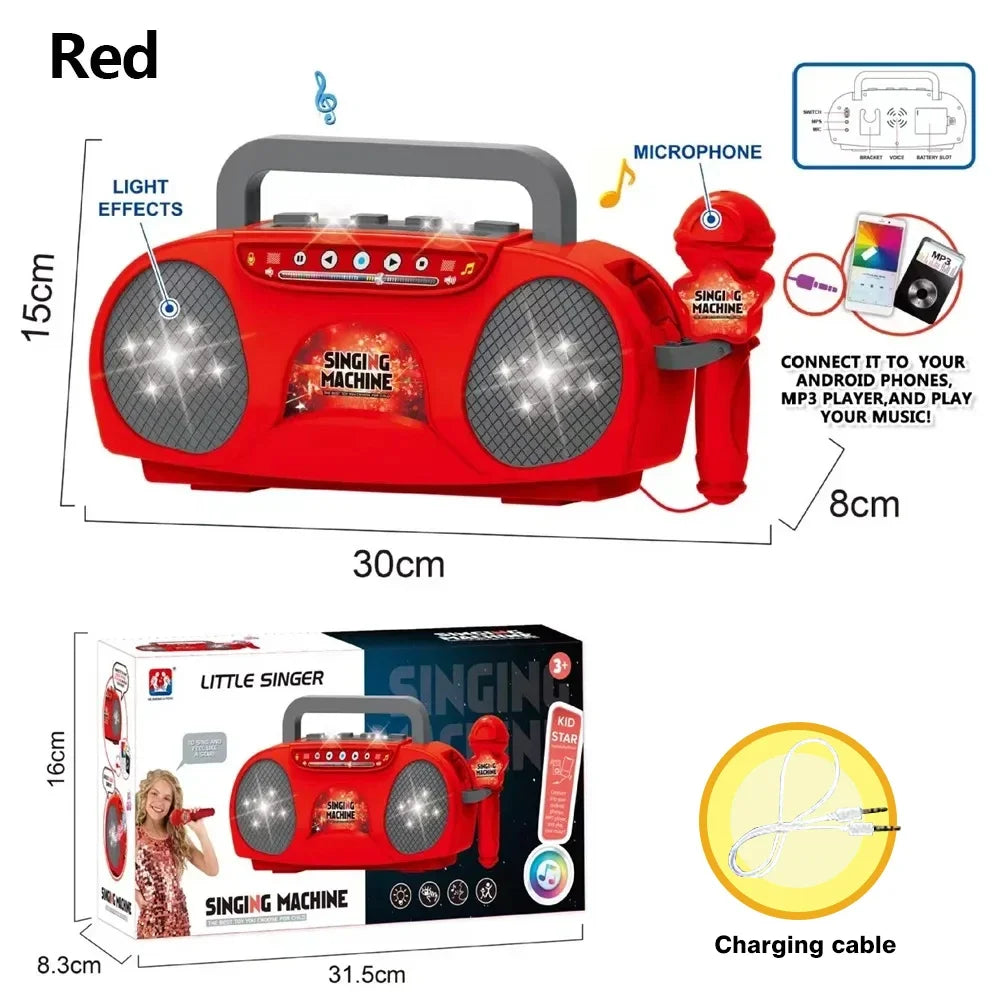 Singing Machine With Microphone &ndash; Light Up Karaoke Fun Red