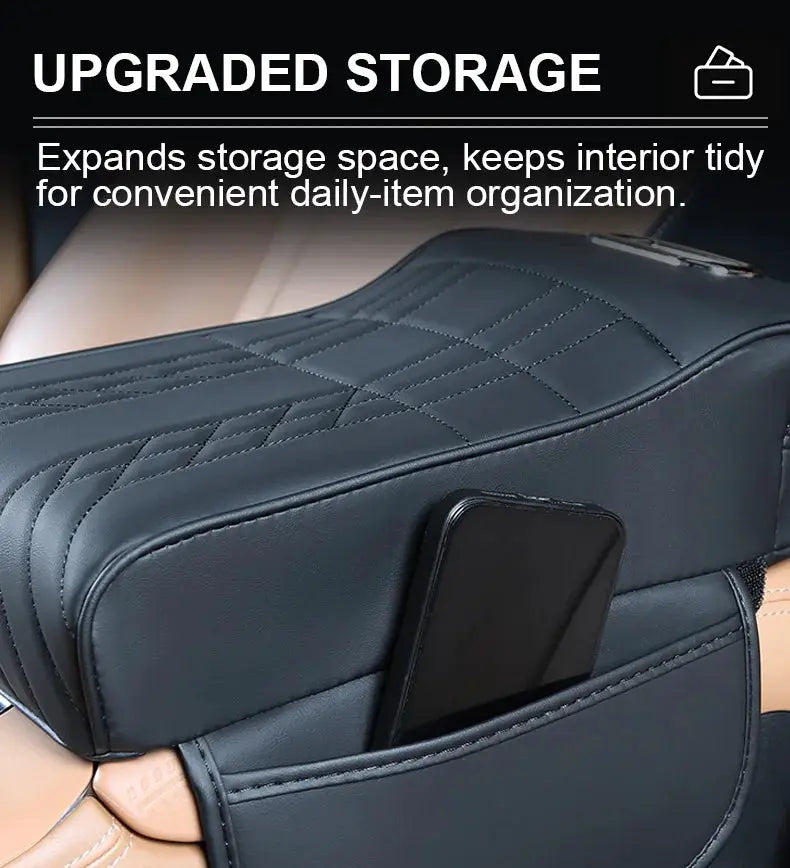 Vtear Universal Car Armrest Pad Heightening Cushion Elbow Support With Side Storage Pockets PU Memory Foam Interior Accessories by InterCyprus Trading Ltd