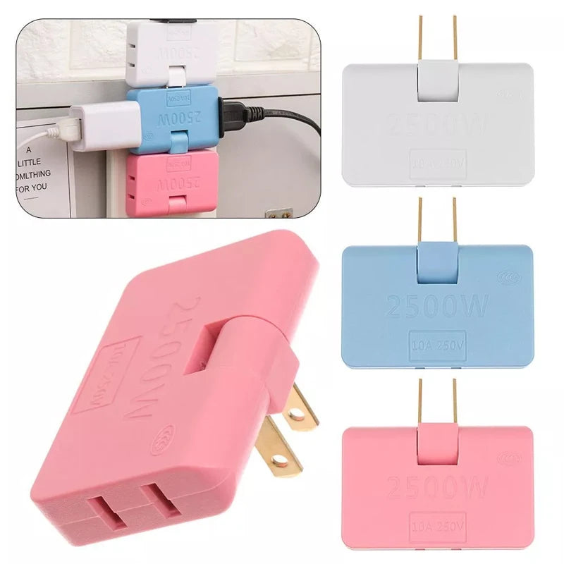 Adattatore da viaggio rotante 3-in-1, spina US ed EU, portatile