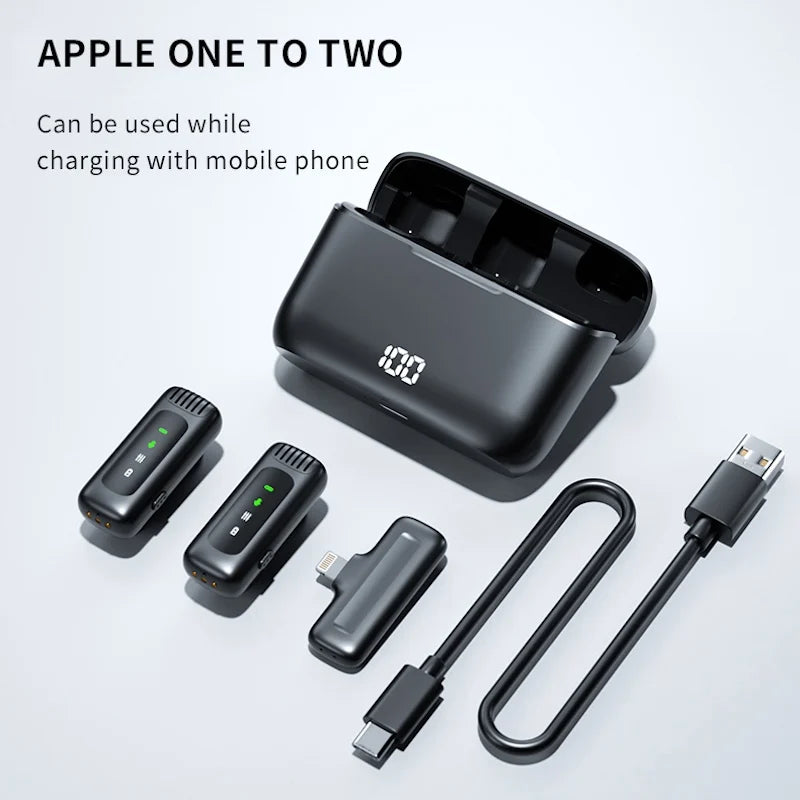 FIFAR Wireless Lavalier Microphone with Noise Reduction and Charging Box Lightning Port 2 MIC / CHINA
