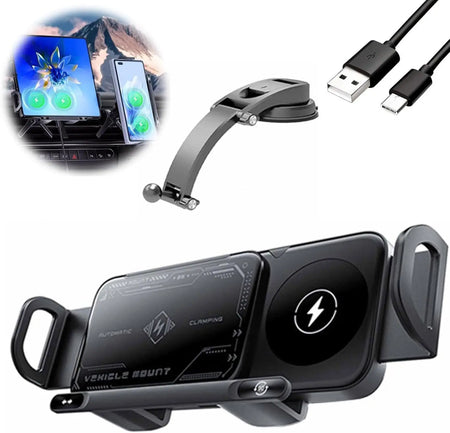 CrownQu 2-in-1 Car Wireless Charger &ndash; 15W Fast Charging Convenience