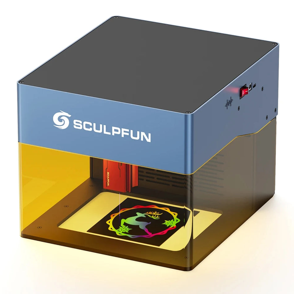 Gravator laser Sculpfun iCube Pro Max 10W cu punct de 0.08mm, 120x120mm, 10000mm/min, compatibil LightBurn