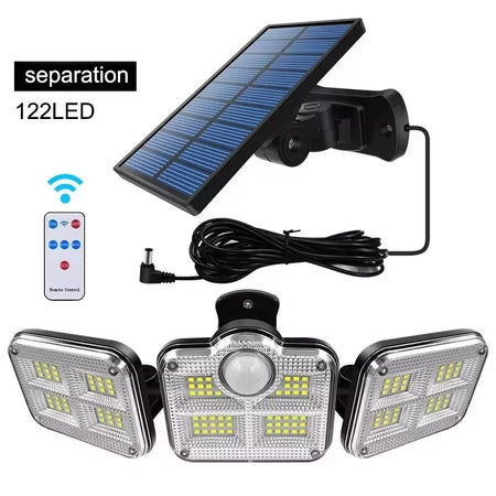 Solar LED Motion Wall Light Outdoor &ndash; IP65 Remote Control 122 Led Separation