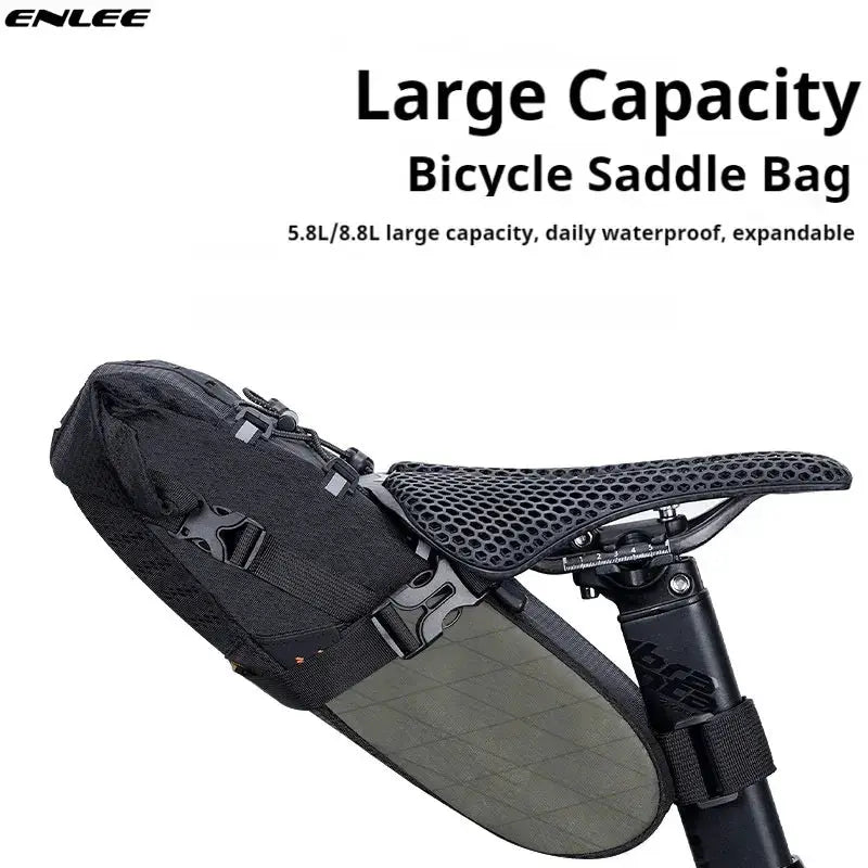 ENLEE Multi-functional Bicycle Tail Bag, Large Capacity 5.8L/8.8L Essential for Long-Distance Travel by InterCyprus Trading Ltd