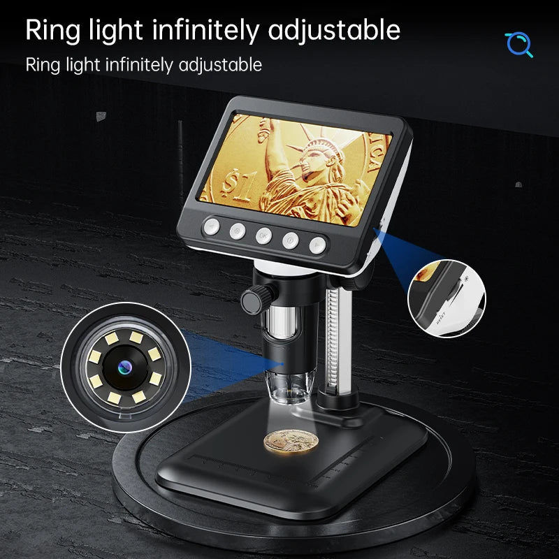 2MP Coin Microscope With 4.3 Inch IPS &ndash; 1000X Zoom View