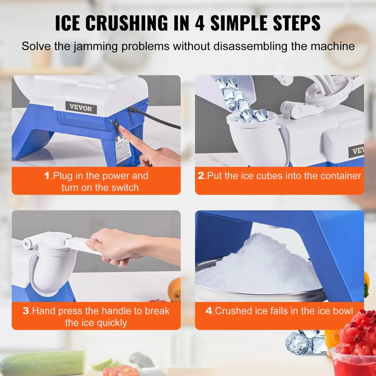 VEVOR Ice Crusher Machine 176 Lbs Per Hour Snow Cone Maker