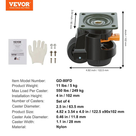 4 Pcs Leveling Casters &ndash; Adjustable Feet System 2.5inch / Poland