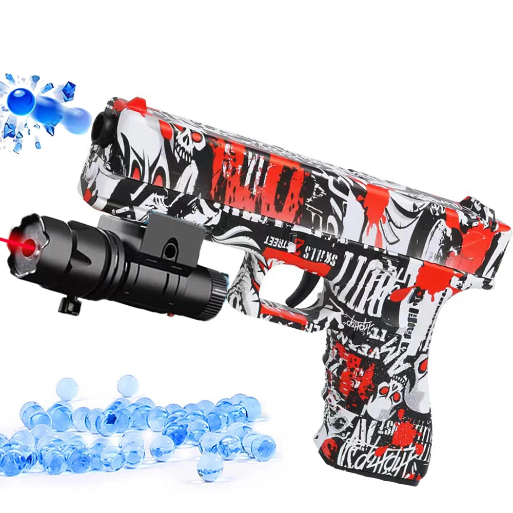 Laser-Equipped G17 Gel Ball Soft Bullet Toy Gun for Outdoor Sports - Ideal Children's Gift Skull red with laser / CHINA