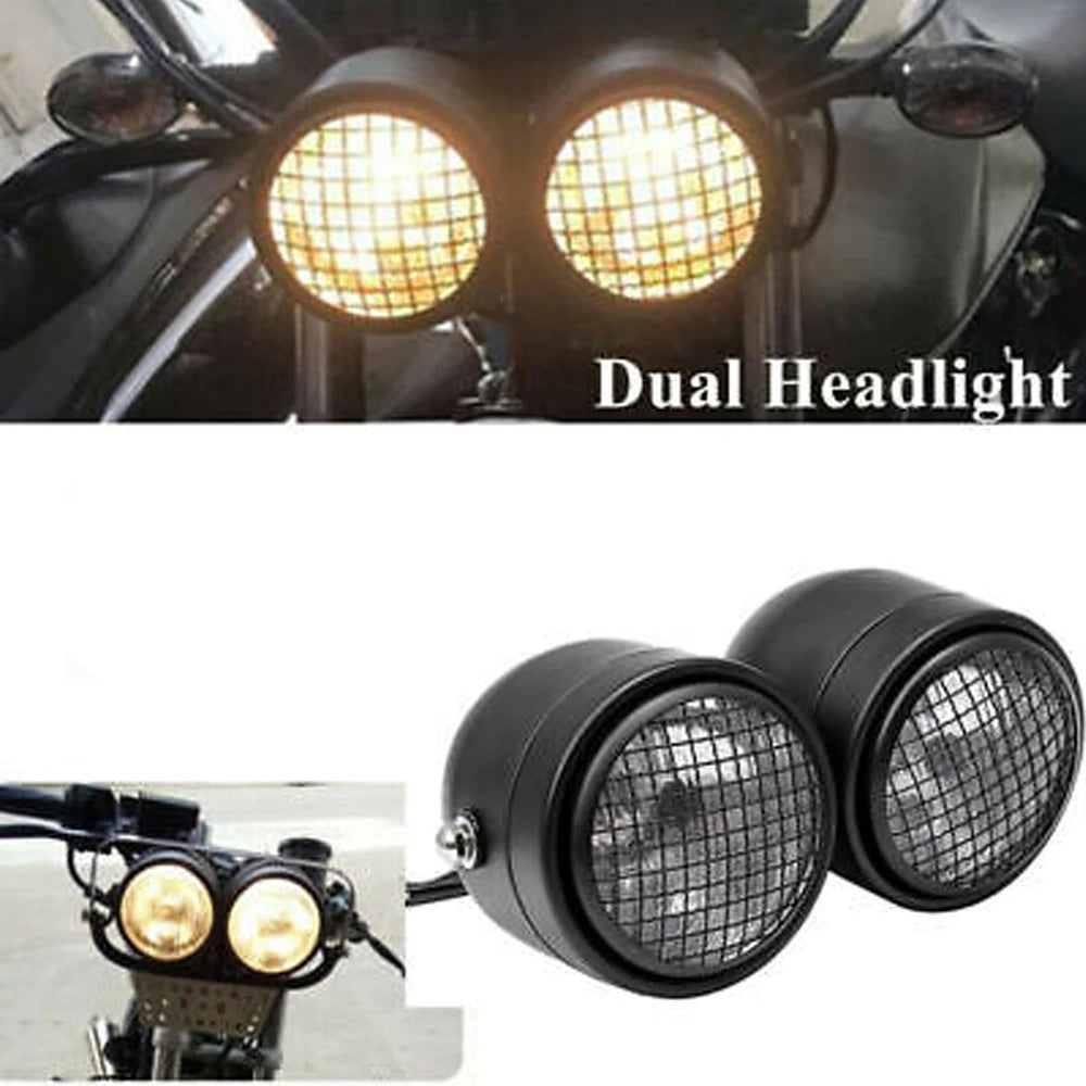 Motorcycle Twin Headlight Grill &ndash; Dual Lamp Streetfighter Design Default Title