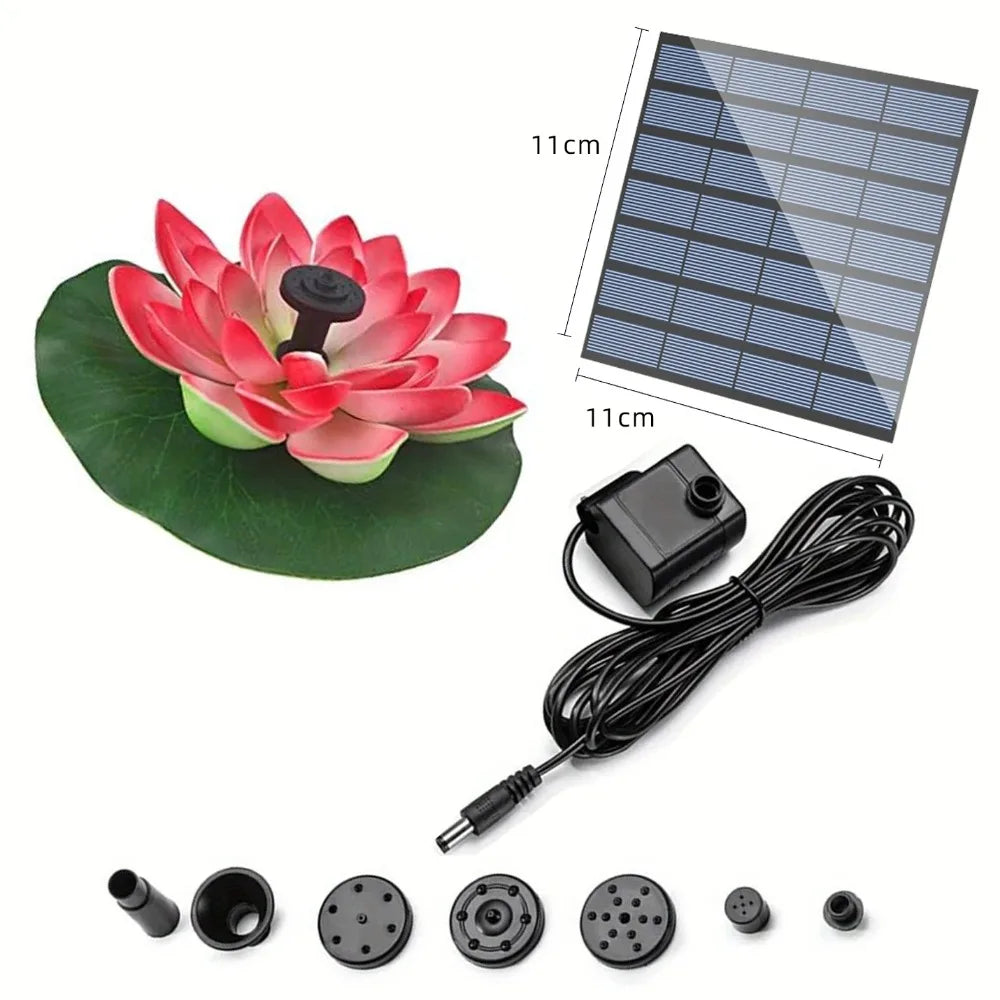 1.2W Mini Lotus Solar Fountain &ndash; Floating Solar Pond Decor Red
