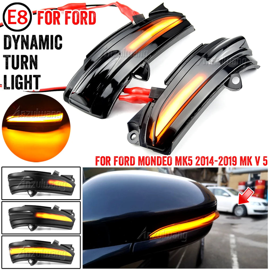 Dynamiczne sygnalizatory LED z przyciemnioną soczewką do Forda Mondeo MK5 2014-2019