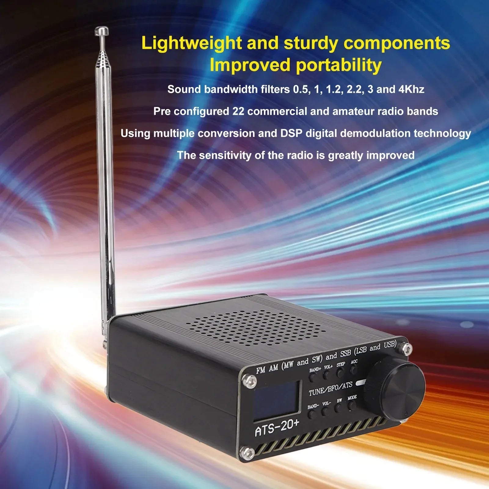 Portable ATS 20+ World Band Digital Receiver for Home and Camping