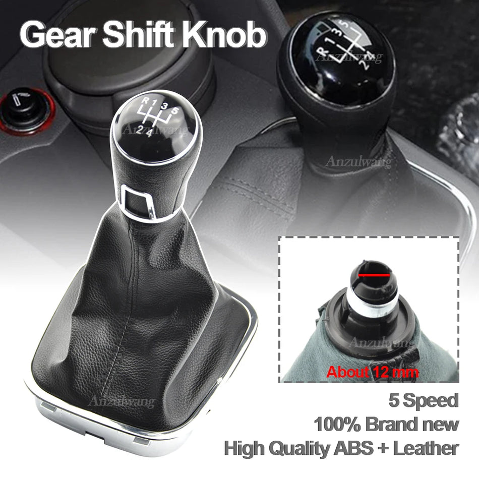 Gear Shift Knob with Leather Boot 5 6 Speed for VW Polo 6C