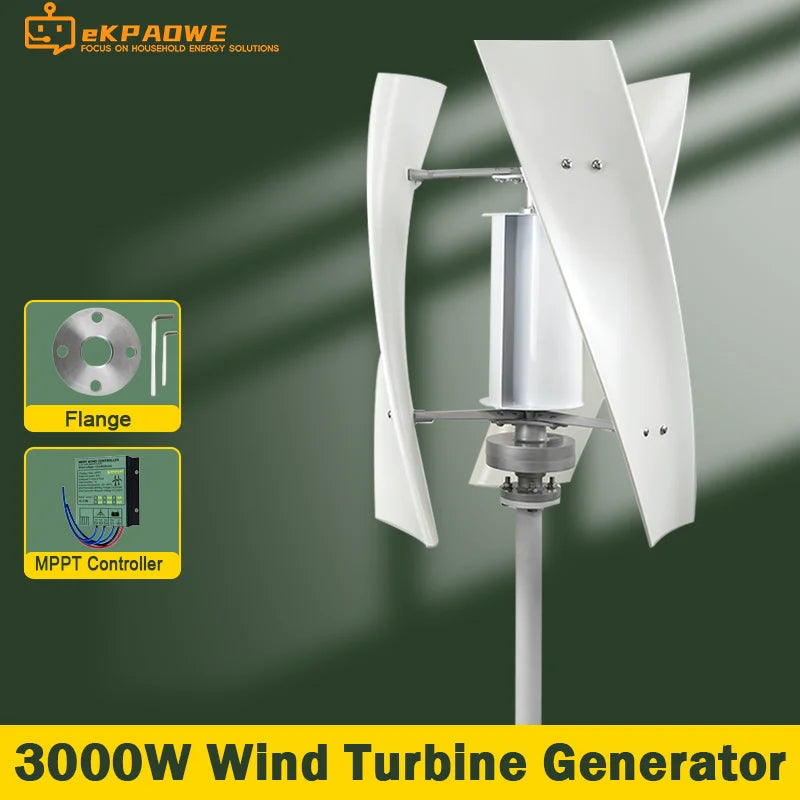 Turbina Eolica Verticale 3000W Con Controllore Mppt 12V 24V 48V