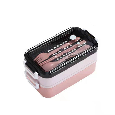 1Pc 1400ml Double Layer Lunch Box &ndash; Microwave Safe Design Pink / 3 / 2|1400ml