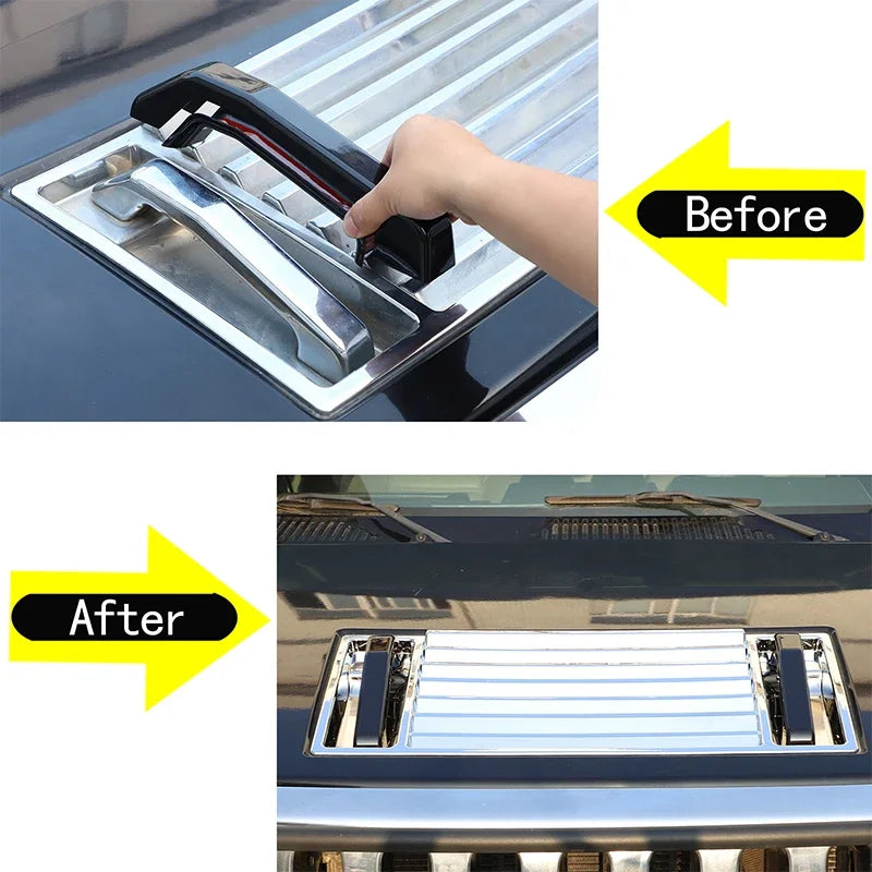 Osłony klamek panelu wentylacyjnego maski z ABS w chromowanej czerni do Hummer H2