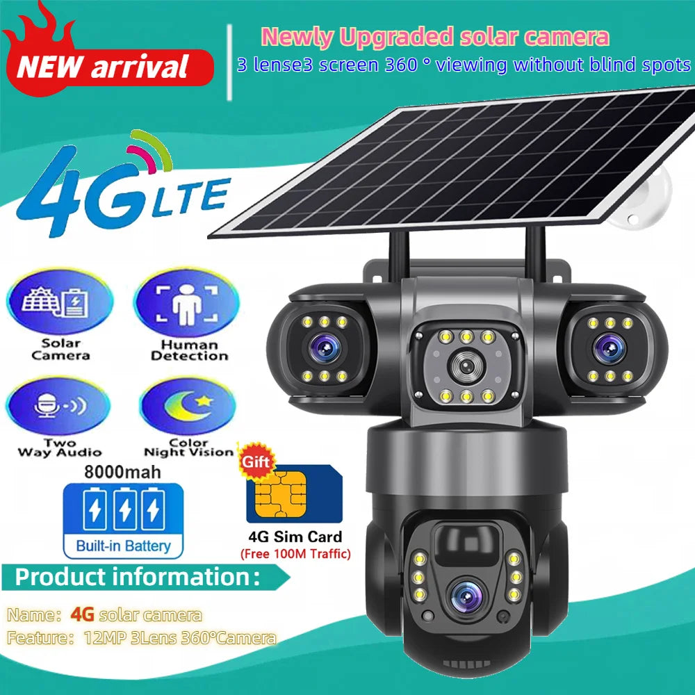 Solar 4G Sim Outdoor Camera - 12MP, 10X Zoom