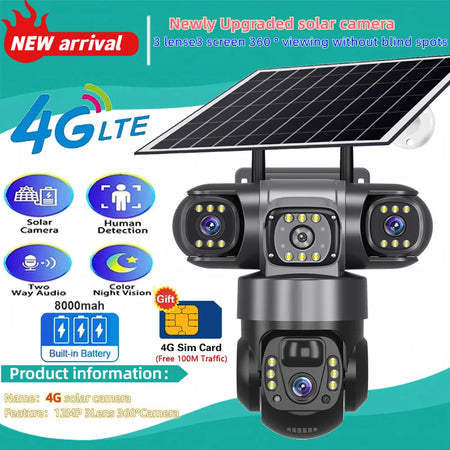 Solar 4G Sim Outdoor Camera - 12MP, 10X Zoom