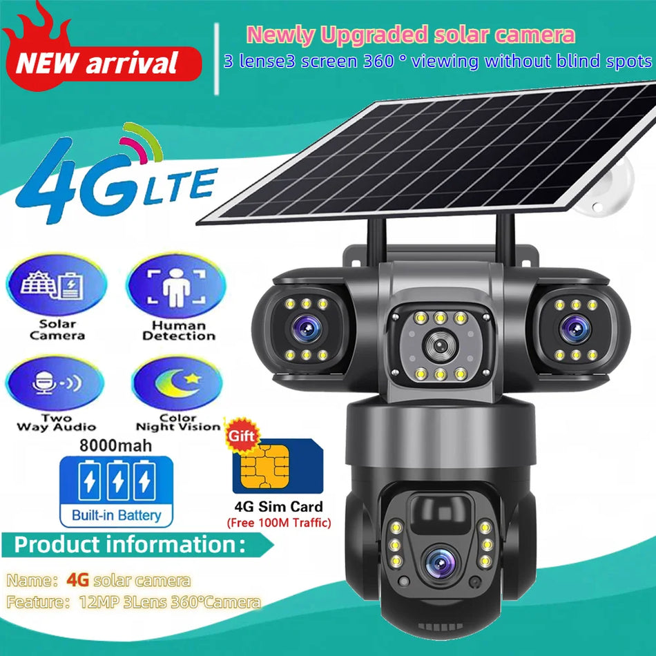 Solar 4G Sim Outdoor Camera - 12MP, 10X Zoom
