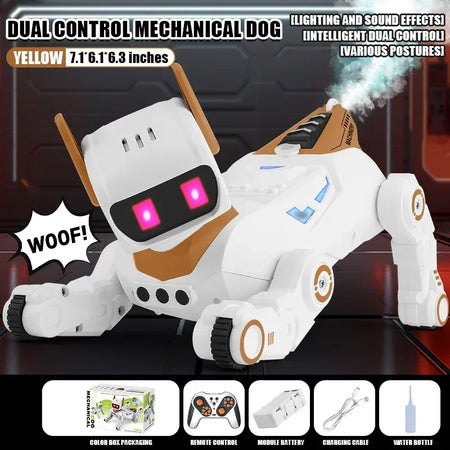 Four Wheel Remote Control Robot Dog &ndash; Light Sound Spray Single cRC-yellow