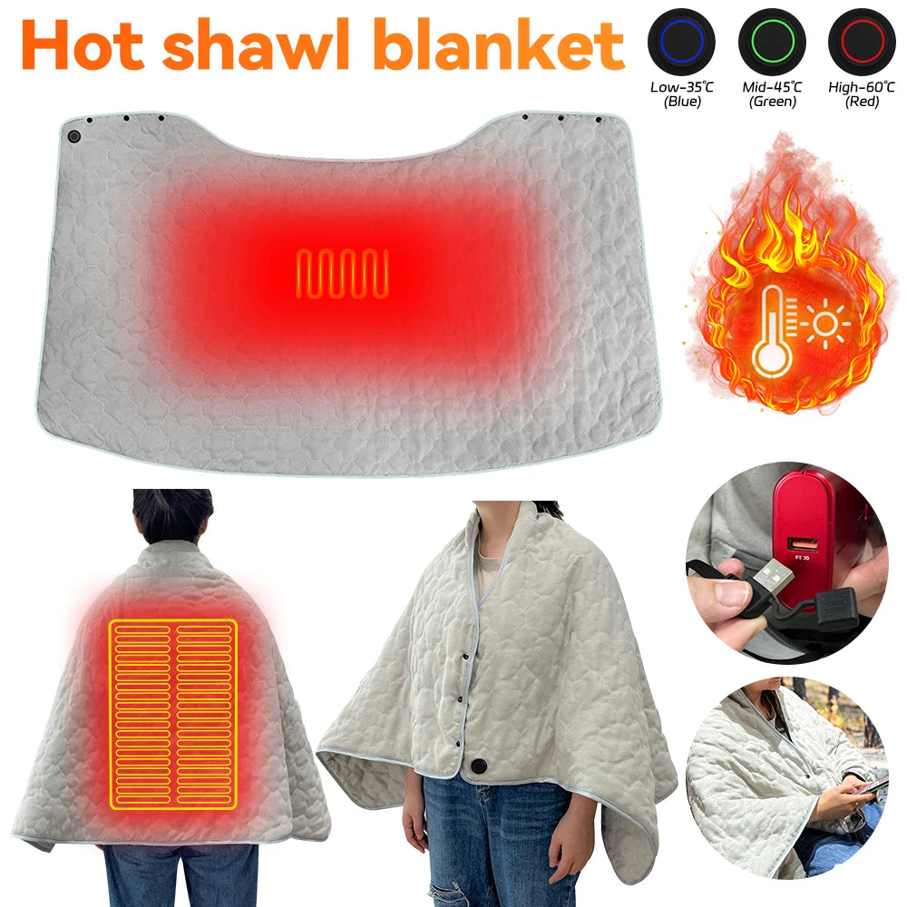 USB Heated Shawl &ndash; Three Heating Levels For Cozy Comfort