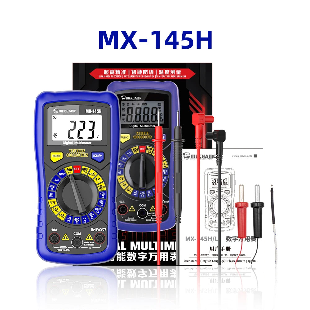 MECHANIC Intelligent Digital Multimeter &ndash; True RMS Accurate Voltage Measurement MX-145H