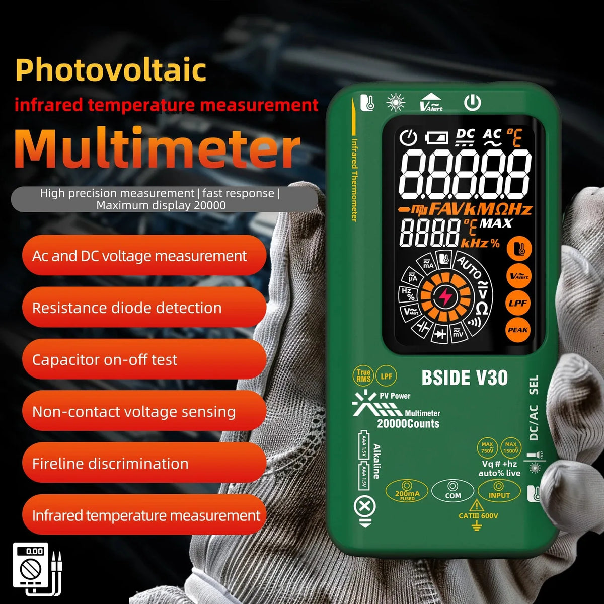 BSIDE Photovoltaic Intelligent Multimeter &ndash; Infrared Temp