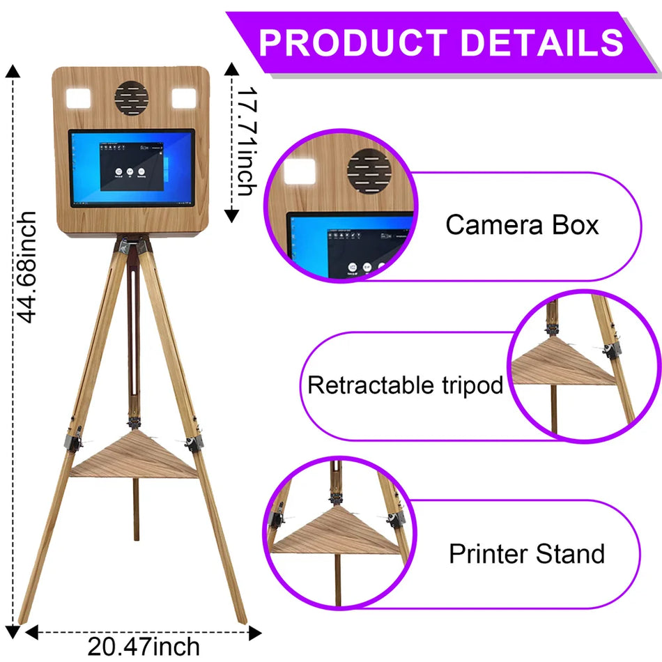 Pārnēsājamais 15Inch Touch Screen Mirror Booth With Flight Case