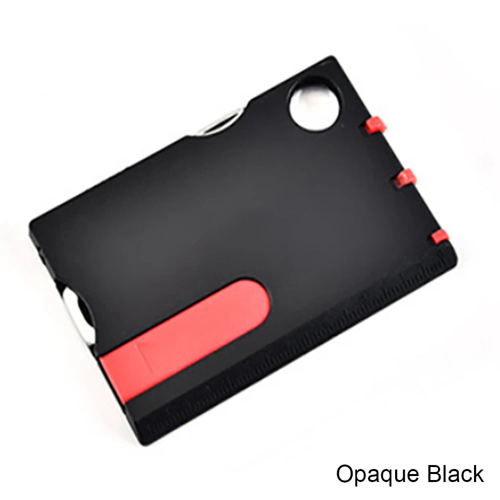 12-in-1 Portable Multi-Tool Card for Outdoor Survival and Camping Opaque Black