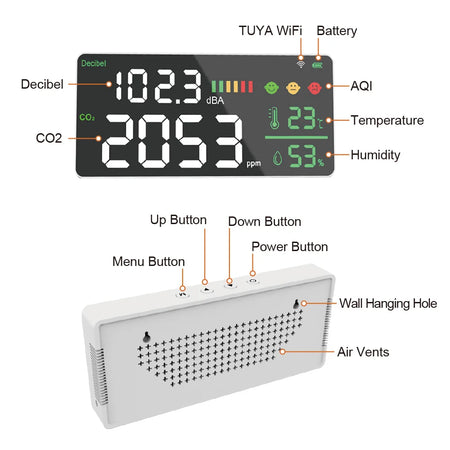 Dienmern CO2 Decibel Meter - Smart WiFi Connectivity